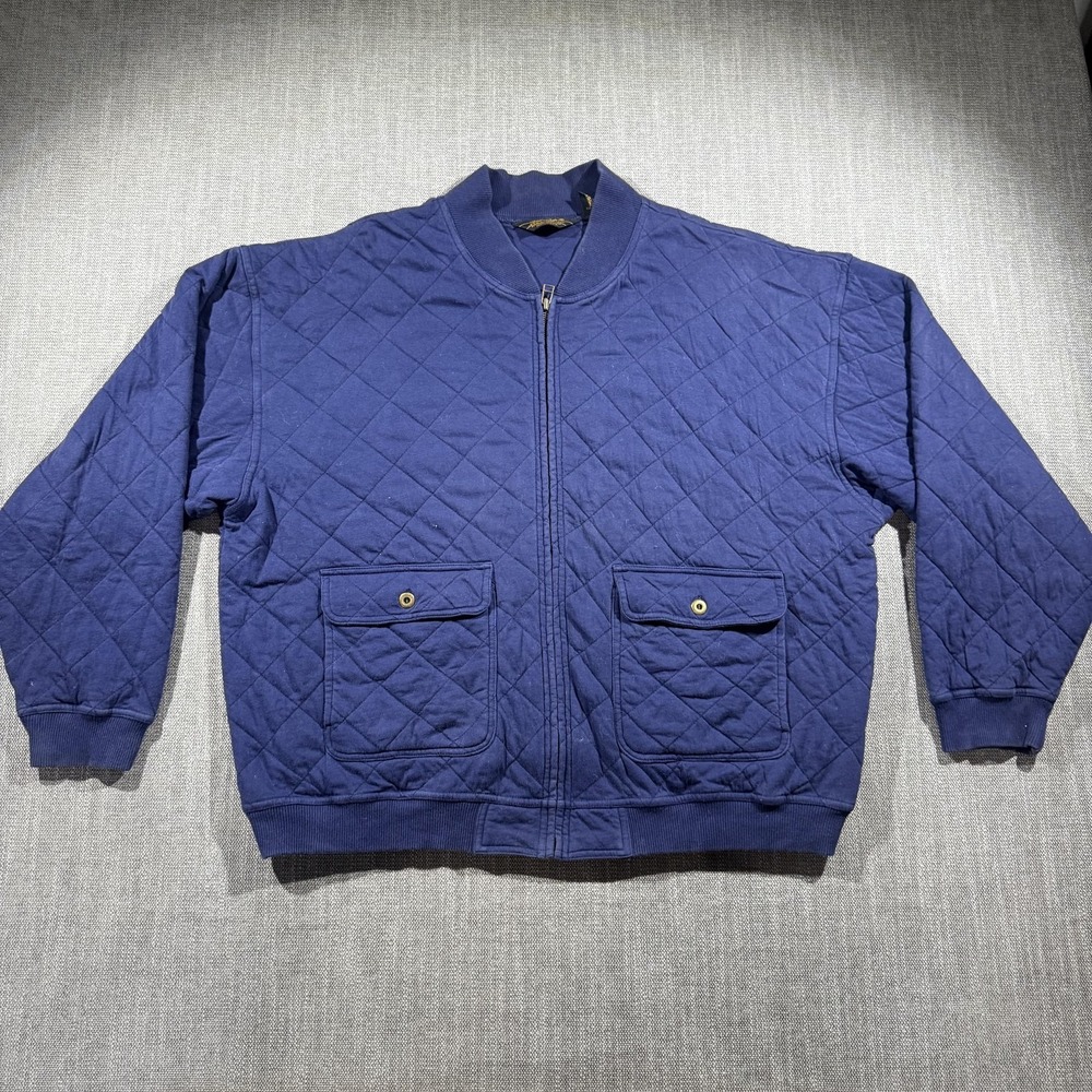 Eddie Bauer Jacket Womens Large Blue Quilted Bomber Full Zip Pockets Casual
